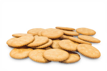 Cracker cookies isolated on white background,clipping path