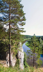 Russian nature. River viewed from a top of the hill