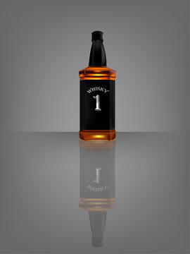 vector of realistic beautiful whisky bottle with reflect shadow