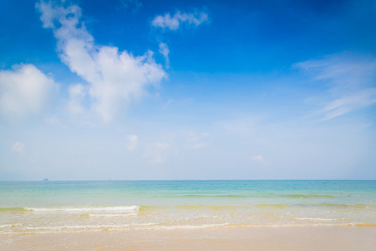 Beach and tropical sea with blue sky