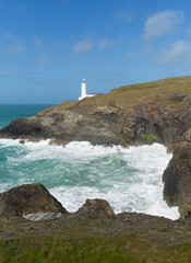 Trevose Head Lighthouse North Cornwall coast between Newquay and Padstow uk