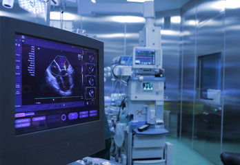 Fototapeta premium Ultrasound monitoring of the heart during surgery