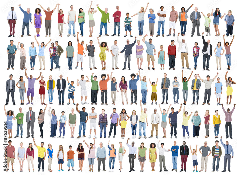 Wall mural people diversity success celebration happiness community crowd c - Wall murals