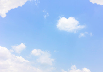 Blue sky background with clouds heart.