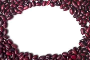 Red beans frame isolated on the white background