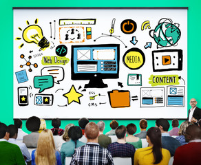 Web Design Media Content Light Bulb Inspiration Concept