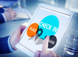 Check in Direction Navigation Share Application Concept