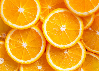 background made of sliced juicy oranges