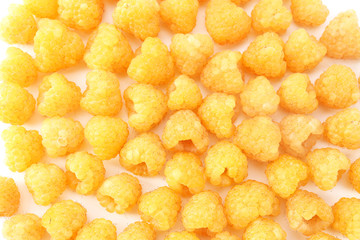 Yellow raspberries, closeup