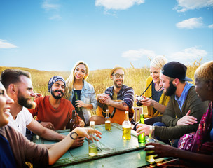 Diverse People Friends Hanging Out Drinking Concept