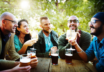 Fototapeta na wymiar Diverse People Friends Hanging Out Drinking Concept
