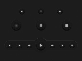 Dark Web UI Elements. Buttons, pannel, bars, Vector illustration