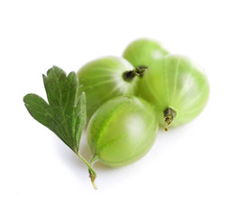 Green gooseberry isolated on white