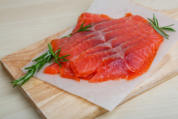 Sliced salmon