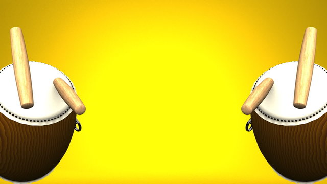 Loopable 2 Asian Drums On Yellow Text Space