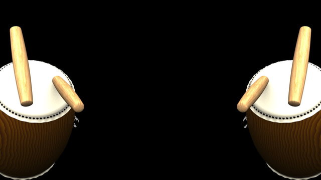 Loopable 2 Asian Drums On Black Text Space