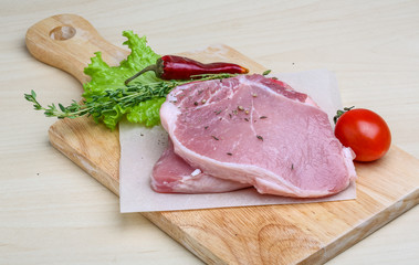 Raw pork steak