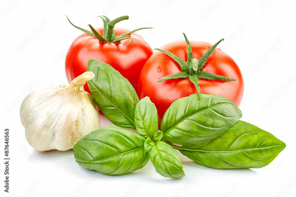 Wall mural fresh tomatoes and basil