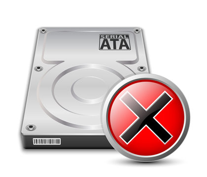 Vector hard disk drive icon with breakdown sign