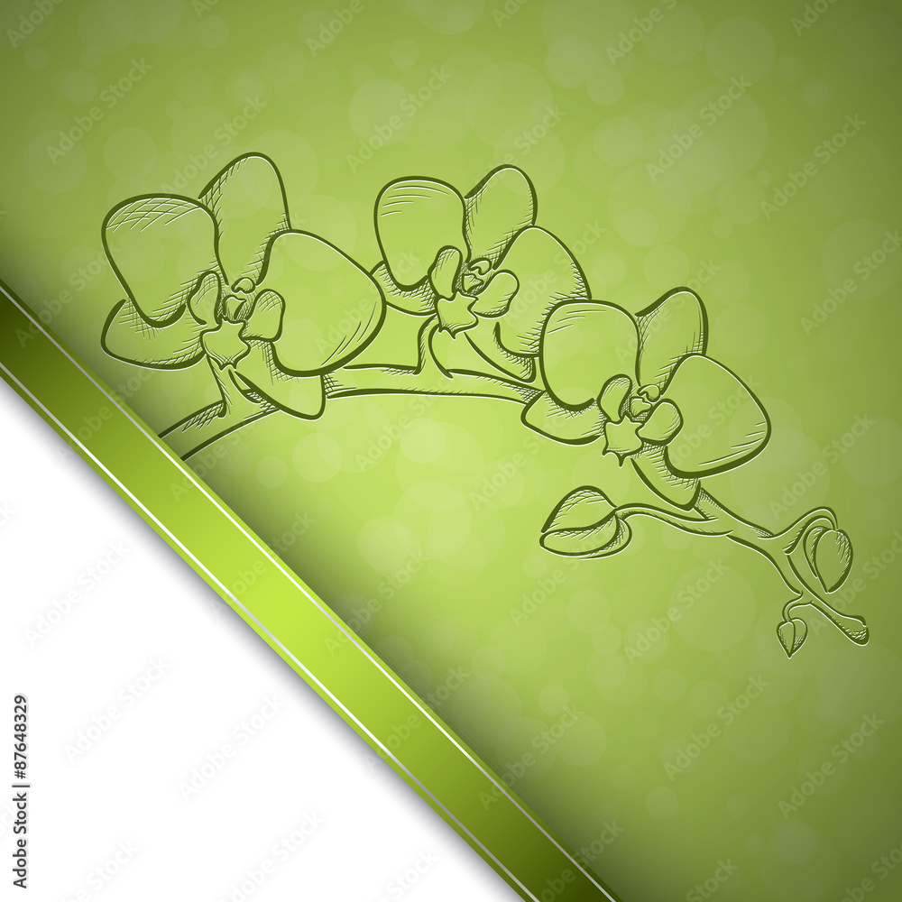 Sticker sketch orchid background