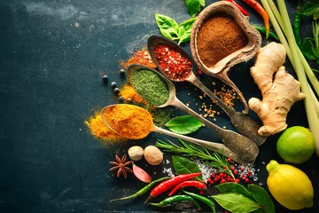 Zelfklevend Fotobehang Various herbs and spices © Alexander Raths