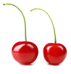Fresh cherries isolated on white