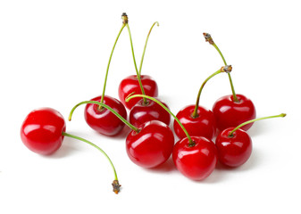 Fototapeta na wymiar Fresh cherries isolated on white