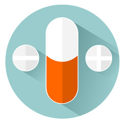 Flat medical pills icon. Tablets symbol. Health care. vector eps 10