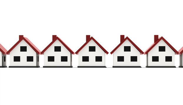 A small houses with red roof on a white background