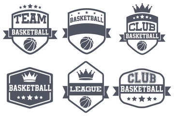 Set of Vintage Basketball Club Badge and Label