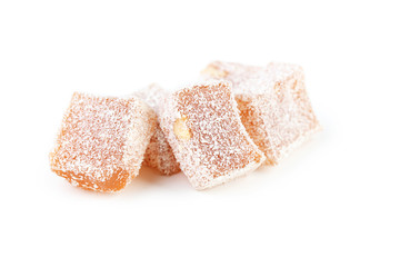 Tasty turkish delight isolated on white