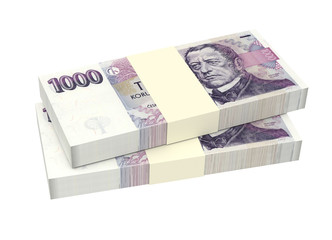 Czech Koruna isolated on white background. Computer generated 3D photo rendering.