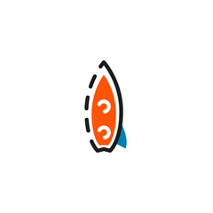 Color line icon for flat design. Surf board