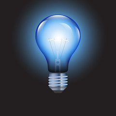 Light bulb on blue background, vector illustration.