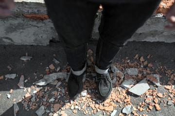 Confident man posing in selvedge  jeans