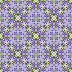 Hand drawing tile color seamless parttern. Italian majolica style