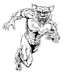 Werewolf wolf sports mascot running
