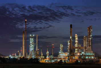 Oil refinery at twilight sky