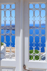 door on the island of Santorini in Greece