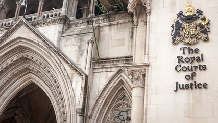 The Royal Courts of Justice, London. The Law Courts, The Royal Courts of Justice houses the High Court and Court of Appeal of England and Wales. - 87658912