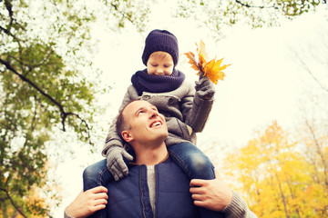 happy family having fun in autumn park