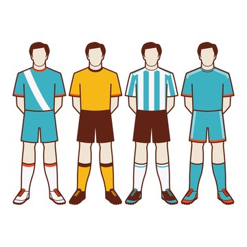 a group of soccer players with different uniform #1 of 2