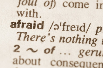 Dictionary definition of word afraid