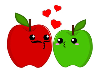 Green and Red Apple couple