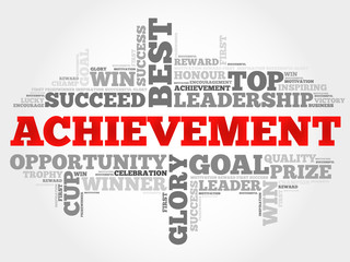 Achievement word cloud, business concept