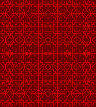 Seamless Chinese window tracery cross square pattern background.
