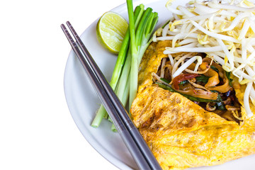 Stir Thailand Thailand fried noodle dishes isolated on white background.