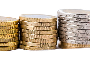 Euro Coins on a white background
