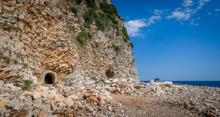 Fototapeta premium Small tunnel through the big mountain.
