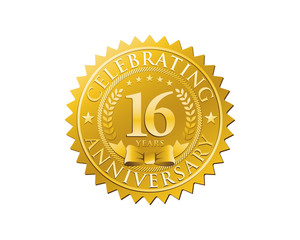 Fototapeta premium anniversary logo golden emblem 16